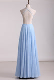 2024 Open Back A Line Prom Dresses Chiffon With Applique And PJ677LM7