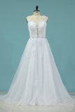 2024 Organza Scoop With Applique Wedding Dresses A Line PGK5JBQC