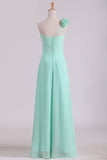 2024 A Line One Shoulder With Handmade Flowers Chiffon Bridesmaid P6J4XT2M