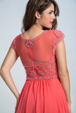 2024 Prom Dresses Scoop A Line Chiffon With Beading Cap PGTFPNC1