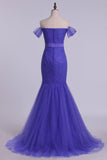 2024 Off The Shoulder Prom Dresses Trumpet Floor Length With PPQTMK5Y