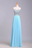 2024 Big Clearance Prom Dresses A-Line Sweetheart Chiffon Floor Length With PDM4PEEX