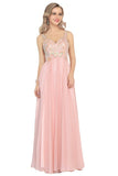 2024 A Line Spaghetti Straps Prom Dresses Chiffon With Beads PCHMT2AK