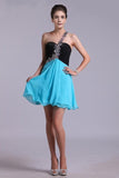 2024 Two-Tone Homecoming Dresses One Shoulder A-Line Empire Waist Chiffon P4JZB33C