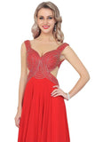 2024 Chiffon Straps Beaded Bodice A Line Open Back Sweep Train P96K35RT