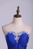 2024 Open Back Prom Dress Sweetheart Dark Royal Blue Chiffon With PD4GP3GF