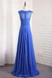 2024 Chiffon Bateau A Line Prom Dress Ruffled And Beaded PSYJHDCH