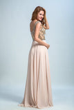 2024 Prom Dress Scoop A Line Floor Length Beaded Tulle Bodice With Chiffon P2CZ94EZ