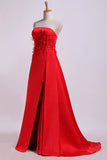 2024 Strapless Prom Dresses Column Sweep Train PXAR41C3