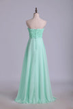 2024 Prom Dresses Empire Waist A Line Floor Length With Beads&Handmade P7DN4NS4