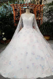 2024 Hot Selling Scoop Neck Wedding Dresses Lace Up With Appliques And P87L91QJ