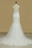 2024 Mermaid Wedding Dresses Scoop Tulle With PNDMQHZC