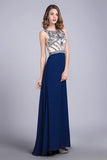 2024 Prom Dresses Scoop A Line Full Length Beaded Tulle Bodice With Chiffon Skirt Ready To PYS2RXSM