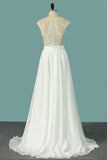 2024 Chiffon Wedding Dresses Scoop Cap Sleeves With Applique P1KZ1ES1