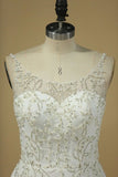 2024 Chiffon Spaghetti Straps Beaded Bodice Wedding Dresses P4HAFQJ5