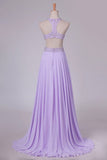 2024 Scoop Prom Dresses A Line Chiffon With Beading PH619B49