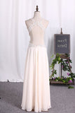 2024 Open Back V Neck Prom Dresses A Line Chiffon PNNPTN4Y