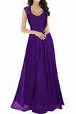 Elegant Sleeveless Round Neck Lace Dress Bridesmaid Party Festive Chiffon PDKF3SLP