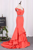 2024 Prom Dresses Satin Off The Shoulder With PGYNZHK3