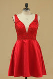 2024 V Neck A Line Homecoming Dresses With Beading Above PTJTE76Q