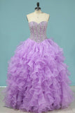 2024 Prom Dresses Ball Gown Sweetheart Organza Floor Length PCLEY5JE