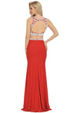 2024 Two-Piece Scoop Prom Dresses Spandex With Beads PADNDANG