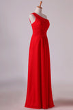 2024 One Shoulder Bridesmaid Dresses Ruffled Bodice A-Line PAHLDF6A