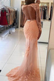 2024 Prom Dresses Mermaid Scoop Long Sleeves With Applique Tulle PY8563HA