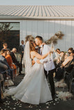 Ball Gown Strapless Sweetheart Ivory Wedding Dresses with Appliques, Beach Wedding Gowns STI15499