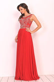 2024 Scoop Prom Dresses A Line Beaded Bodice PRKJQ7JP