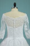 2024 Mid-Length Sleeves Baot Neck Wedding Dresses A Line With PCD5LARC