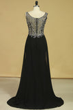 2024 Black Prom Dresses Off The Shoulder See-Through Beaded Bodice PMMSK58J