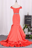 2024 Prom Dresses Satin Off The Shoulder With PGYNZHK3