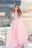 Princess Ball Gown Sweetheart Pink One Shoulder Prom Dresses, Quinceanera Dresses STI15296