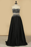 2024 New Arrival Strapless Two-Piece Satin With Beads A Line PZ9TGLMZ