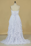 2024 New Arrival A Line Sweetheart With Ruffles And Beads Bridesmaid P4BFC455