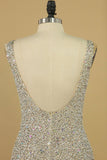 2024 V Neck Prom Dresses Open Back Beaded Bodice Mermaid Tulle PBCKMS1Z