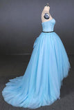 High Low Strapless Tulle Prom Dresses Evening PFHLJ1AF