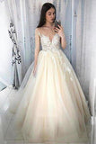 Scoop Neckling Long Ball Gown Ivory And Chanpagme Elegant Princess PZRZA3GH