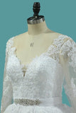 2024 New Arrival V Neck Long Sleeves Tulle Wedding Dresses A Line P9YRB9SL