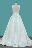 2024 Scoop Satin A Line Wedding Dresses With PCH6DCXX