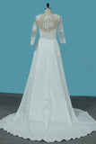 2024 V Neck 3/4 Length Sleeves Chiffon Wedding Dresses With Applique P98YAEB9