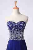 2024 Prom Dress Sweetheart Beaded Bodice A Line Chiffon Dark Royal P6JHK3Z1