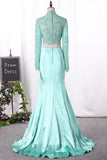 2024 New Arrival Two Pieces Mermaid Elastic Satin&Tulle With Appliques Long P8KKQXS4