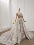 Princess Ball Gown Round Neck Beads Appliques Quinceanera Dresses, Formal STI20483