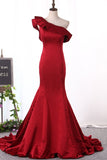 2024 New Arrival Satin One Shoulder Mermaid Sweep Train PQENJ5F2