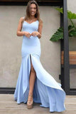 Simple Light Blue Modest Evening Dresses Cheap Prom Dresses PZ6XZSQM