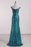 2024 New Arrival Mermaid Bateau Sequins Sweep Train PK9PJZM8