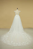 2024 Bateau Sheath Wedding Dresses Tulle With Applique And PDTB3K4T