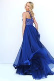 2024 Scoop Prom Dresses Chiffon With Beading A Line PQBB7282